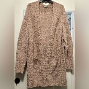 Easel Teddy Bear Cardigan Brown Tan Fuzzy Warm Pockets (396)